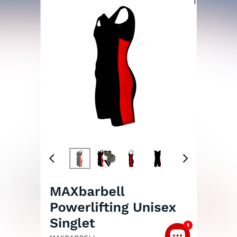 Max barbell black and red powerlifting singlet